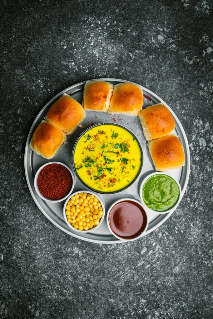 bhaji, food, breakfast, thali, organic, green, leaves, plants, chutney, masala, vegetarian, meal, spicy, indian, snack, curry, plate, yummy, tasty, chana, pepper, healthy