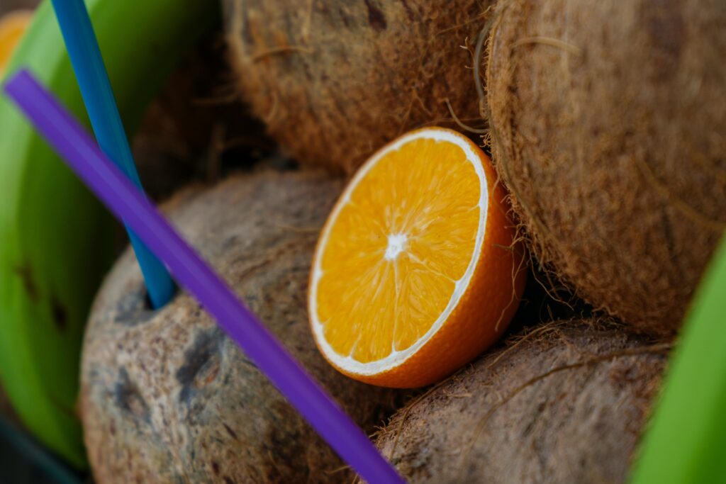 ripe orange piece in market